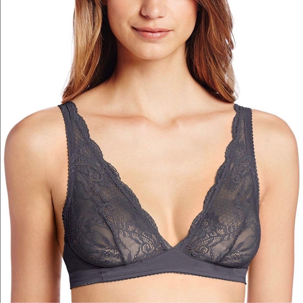 Cosabella Trenta Anthracite Lace Bralette cheeky panties matching set small